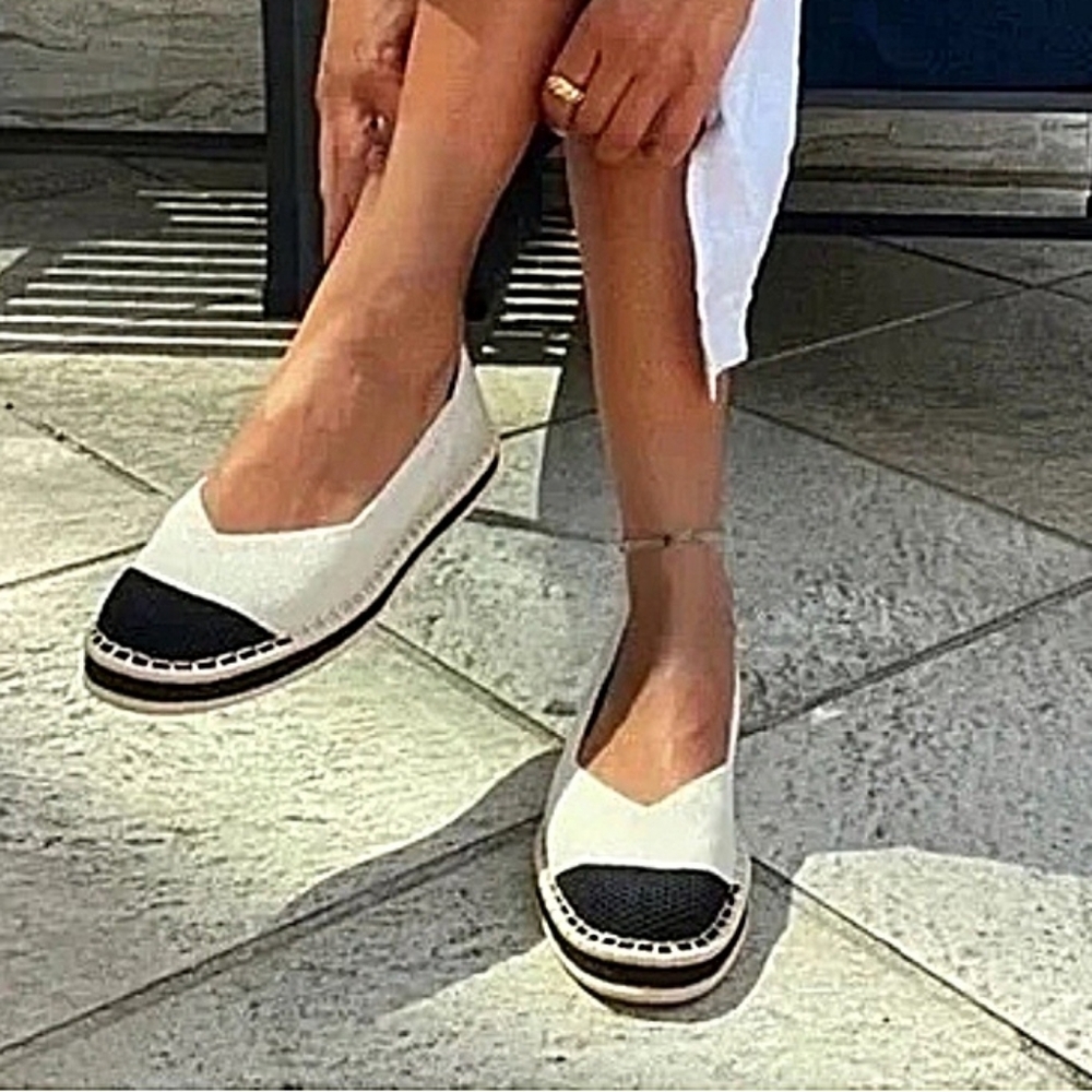 Rothy's Cream and Black Loafers